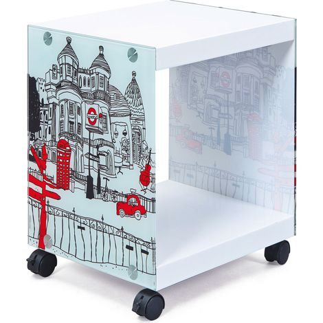 Table d'appoint avec roulettes décor Londres
