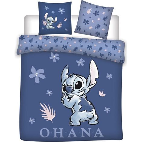 Parure de lit Stitch Disney Ohana 240x220 – 2 taies 65x65 – 100% coton réversible – Certifiée Oeko-TEX Standard 100 – Aymax (1/2)