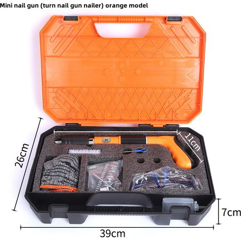 Vente en gros d'usine de mini cloueuses, cloueuses pour plafond, mini cloueuses orange, cloueuses (boîte à outils de mini cloueuses avec 50 clous) (1/5)