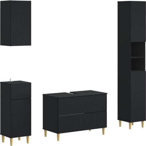 4 Piece Bathroom Cabinet Set ARNHEM Black Engineered Wood vidaXL (1/5)