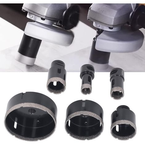 Kit de 6 scies cloches diamantées M14, scies cloches à braser 20-25-35-50-75-100 mm, adaptées aux carreaux de céramique et de marbre, kit de forets creux pour brasage sous vide (1/5)