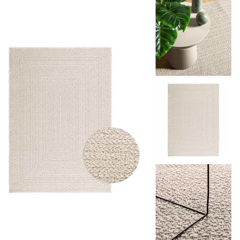 Tapis ZIZUR crème 120x170 cm aspect de jute intérieur extérieur - Tapis - Carpette - Tapis D'extérieur - Tapis De Porte