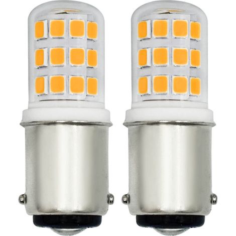 Lot de 2 petites ampoules LED 3 W B15 avec culot à baïonnette SBC - Double connexion - Remplacement pour 15 W-30 W BA15D AC230 V - Blanc chaud 3000 K - Lampe de chevet pour machine à coudre - [Classe