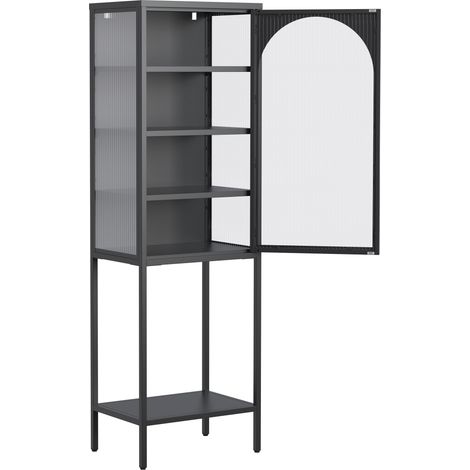 Vitrina de metal y vidrio con 3 estantes ajustables HOMVRA 160 x 50 x 35 cm negra (1/5)