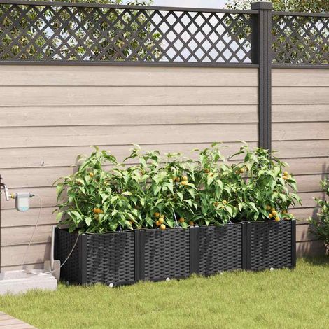 Macetero de Jardín 4 pcs Negro 160 x 40 x 37,5 cm Plástico (1/5)