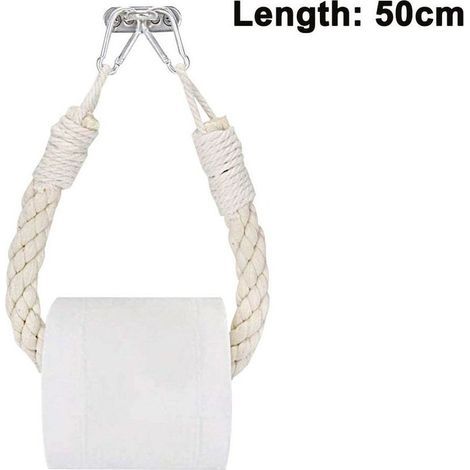 Porte-papier hygiénique en corde de jute, porte-serviettes mural industriel avec crochet en métal pour salle de bain, serviette ou rideau de douche (1/4)