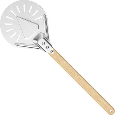 1 Pelle à pizza, aluminium anodisé dur, perforée, manche long antidérapant, pour four à bois et cuisson maison (1/5)