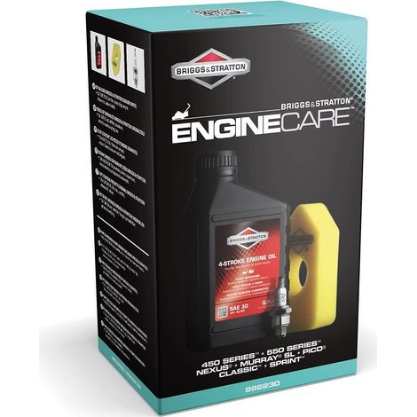 Jardiaffaires – Kit d'entretien moteur Briggs & Stratton – Huile 0.6L – Filtre à air 992352 – Bougie RJ19LM – Compatible séries 450/550/Nexus