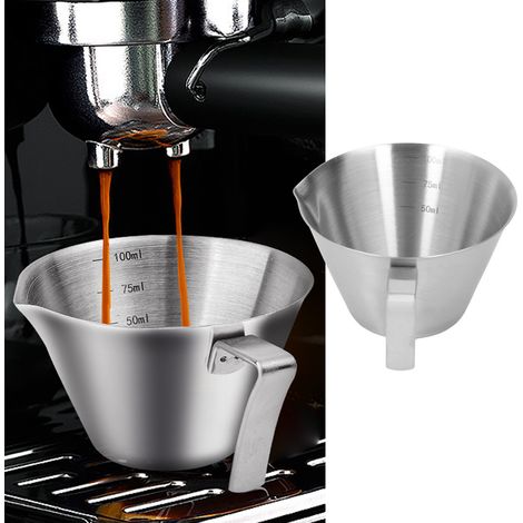 Tasse à mesurer en acier inoxydable robuste, durable et résistante à la rouille, idéale pour l'espresso et les bars. (1/5)