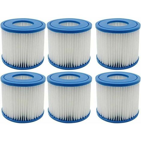 Packung mit 6 Spa- und Poolfiltern, Typ D, Ersatzfilterkartuschen kompatibel mit Summer Waves.