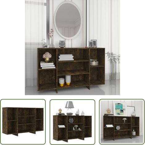 The Living Store Sideboard Räuchereiche 120x30x75 cm Holzwerkstoff - Schreibtisch - Regal - Wohnzimmermöbel - Holzmöbel - Sideboard (1/5)