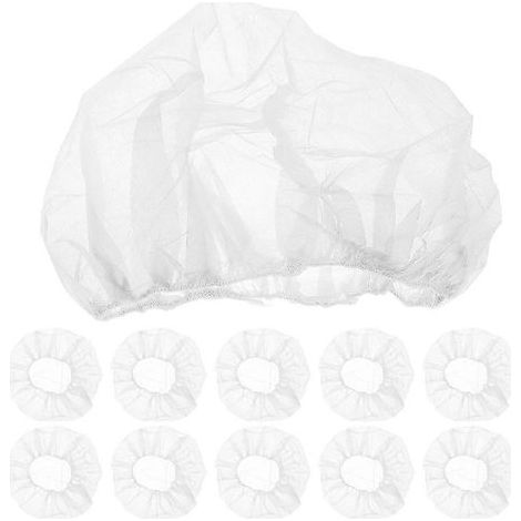 Lot de 50 charlottes jetables pour le personnel infirmier, les salons de coiffure et la restauration.-23.50X23.50X0.50CM-White (1/4)
