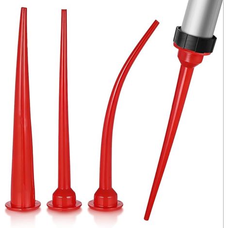 Buse Rallonge En Caoutchouc Rouge 30 Cm Pour Cartouche Silicone Avec Embout Fin Et Capuchon Pour Applications Domestiques (1/5)