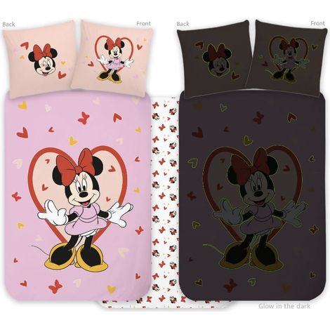 Parure de lit bébé phosphorescente 100x135 + 40x60 Minnie Mouse