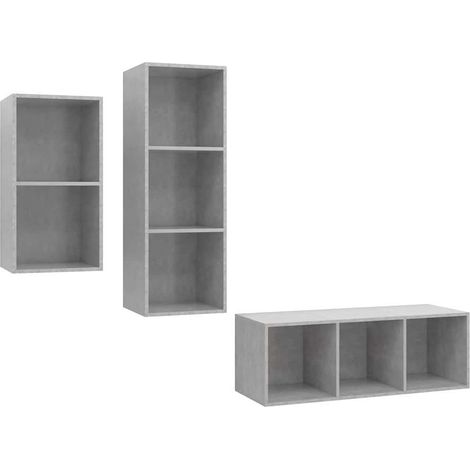 Maison Exclusive - Set Mobili TV 3 pz Grigio Cemento in Legno Multistrato (1/5)