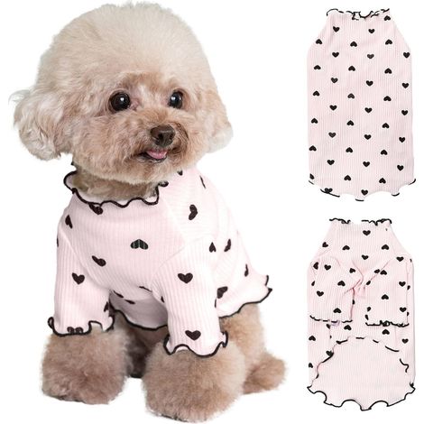Tee-shirt Rose à Cœur pour Chien Vêtement Élastique et Confortable pour Petit Chien et Chat Automne Hiver (1/5)