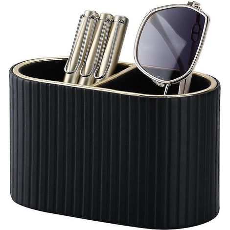 Stiftehalter, Schreibtischdekoration, elegante Aufbewahrungsbox, kreatives Design, ovale Aufbewahrungsröhre, schwarzer Kosmetikorganizer (1/5)