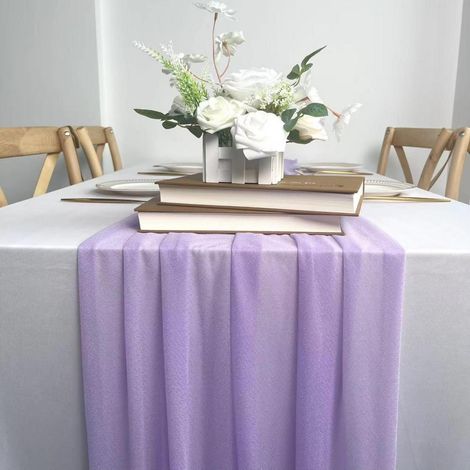 Chiffon Tischläufer 77x305cm Lila für Hochzeiten, Geburtstage, Babypartys
