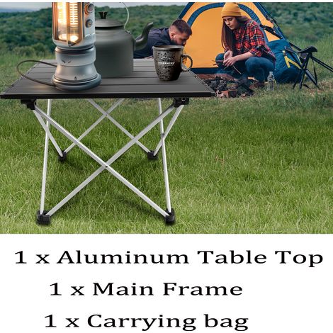 Camping Tisch Klappbar Leicht Tragbar Aluminium Rahmen Outdoor Picknick Schwarz (1/5)
