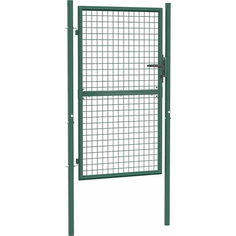 Vidaxl – Portail de clôture en acier 100x150 cm vert – Acier thermolaqué – Largeur réglable 99-105 cm – Verrouillable avec 3 clés