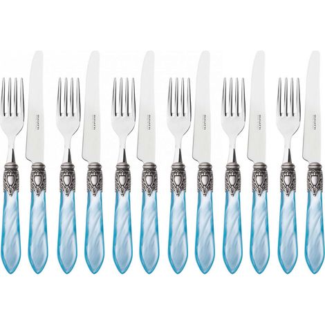 OXFORD Ghiera Argento Antico, Posate Set 12 Pz Frutta, Scatola