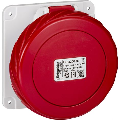 Prise encastrée TOR 32A 3PNT 380-415V IP67 pour usage extérieur (1/3)