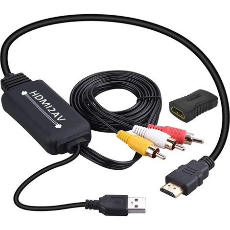 Adaptateur/émetteur de câble audio/vidéo UHUSE HDMI mâle 1080p vers 3 RCA pour TV HDTV et DVD (câble de 1,5 m). (1/5)