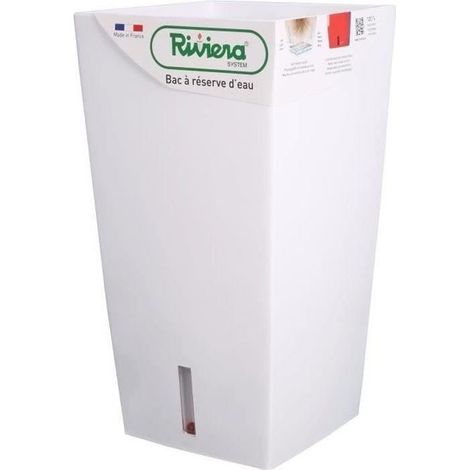 RIVIERA Pot de fleurs carré Eva New en plastique - 28 x 28 x H 52 cm - 31 L - Blanc (1/2)