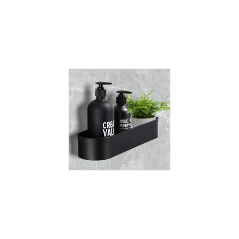 Étagère de douche sans perçage en aluminium anodisé – Installation auto-adhésive – Longueur 280 mm – Finition mate noire (1/5)