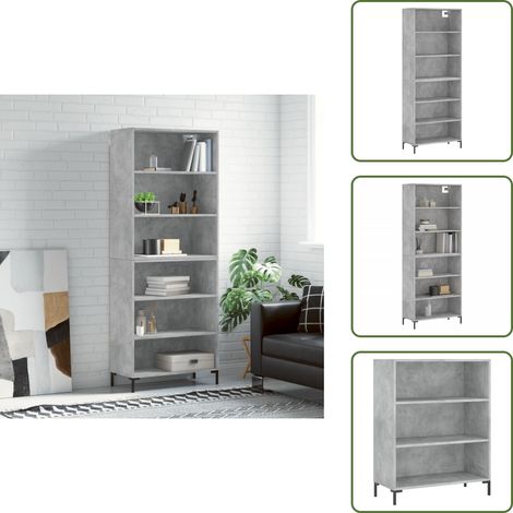 Highboard Betongrau 69,5x32,5x180 cm Holzwerkstoff - Sideboard - Hochschrank - Wohnzimmermöbel - Beton Grau - Holzwerkstoff (1/5)
