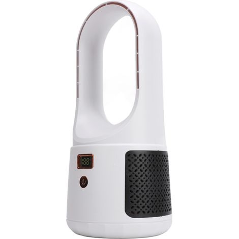 6-stufiger USB-Tischventilator, leiser und tragbarer Ventilator ohne Rotorblätter mit Batterieanzeige, ideal für Zuhause, Schlafzimmer oder Büro (Schwarz).