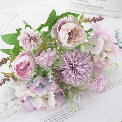 Bouquet De Pivoines Artificielles - Fleur En Tissu Et Plastique - Pour Décoration Mariage Fête Maison - 1 Bouquet De 7 Têtes (1/3)