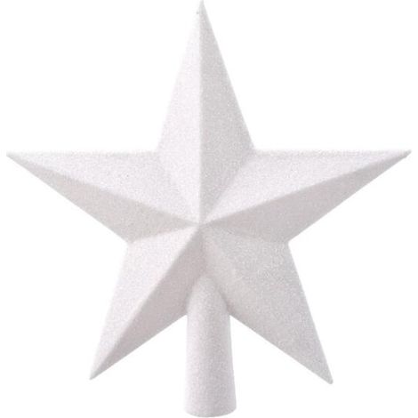 Kaemingk Étoile de Noël pour Sapin en Plastique Incassable avec Paillettes Blanches 19 cm
