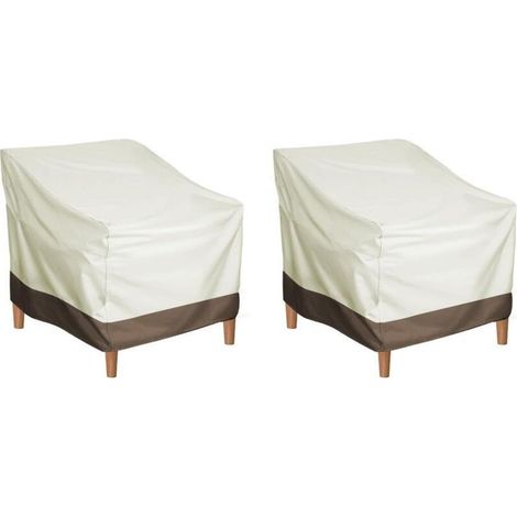 Lot de 2 housses de chaise de jardin imperméables 210D - Housses de protection pour meubles de jardin 80 x 85 x 91,5 cm - Beige (1/4)