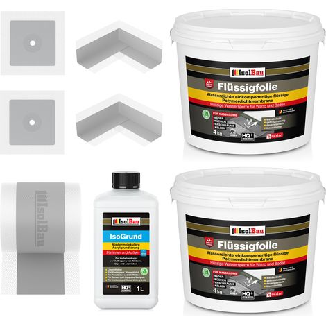 Isolbau Dichtset Badabdichtung Dusche Flüssigfolie Dichtfolie 8 kg Dichtband