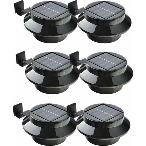 Lot de 6 lumières de gouttière à énergie solaire LED clôture toit gouttière jardin cour mur noir (1/5)