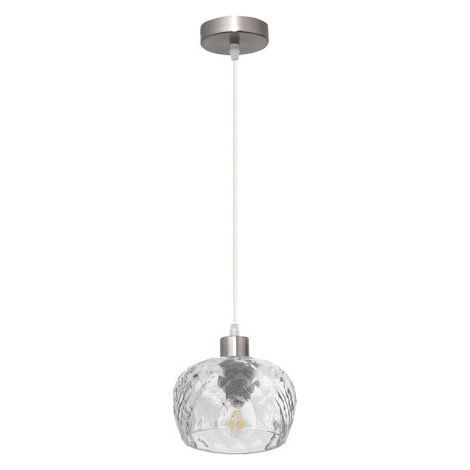 Lampadario Stela 1xE27 Cromo 13x13 cm Paralume in Vetro Trasparente (1/2)