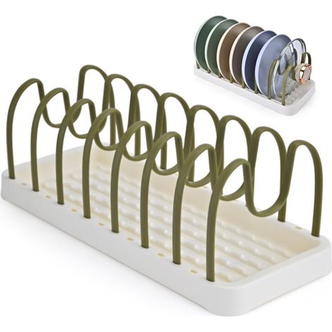 Range Casserole et Poêles Tiroir Rangement Cuisine Couvercle Réglable Vaiselle Assiette, Porte Universel Support Couvercles Casseroles Plastique (1/5)