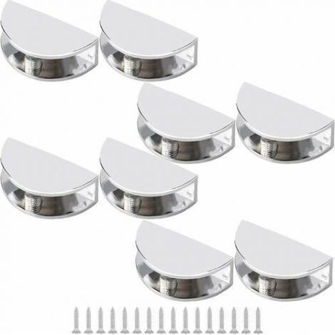 Support Pour Étagère En Verre - En Alliage De Zinc Chromé - Réglable Pour Verre De 6 À 10 Mm - Fixation Murale - Lot De 8 (1/5)