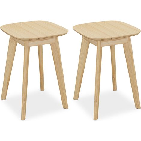 Taburetes de cocina de bambú, juego de 2, resistentes a la humedad