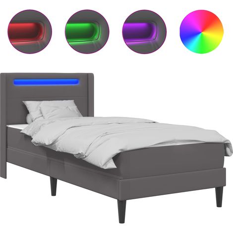 Bed Frame with Mattress Grey 90 x 200 cm Faux Leather vidaXL (1/5)