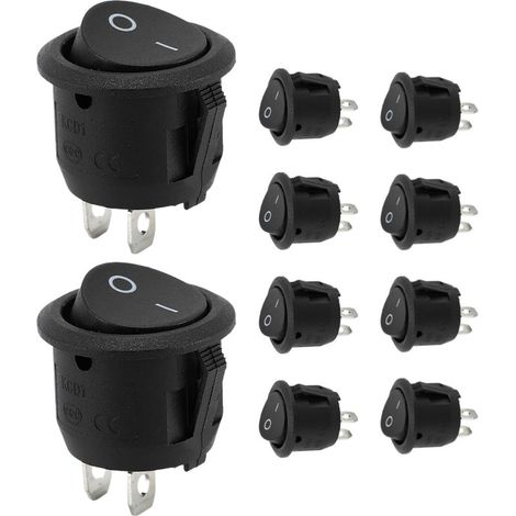 12-V-Schalter (10 Stück), runder schwarzer Schalter, Druckknopf, 12-V-Taster, 10-A-/125-V-Schalter, 6-A-/250-V-Schalter, elektronischer Kfz-Schalter und Mikroschalter