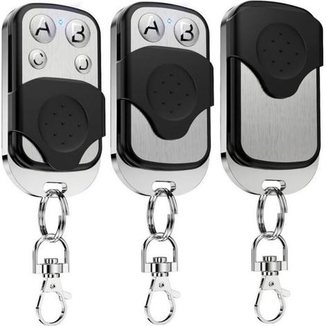 Télécommande Portail - 433,92 MHz - Sans Fil - 4 Boutons - Portée 50 M - Compatible Codes Multiples - 3 Pièces (1/5)