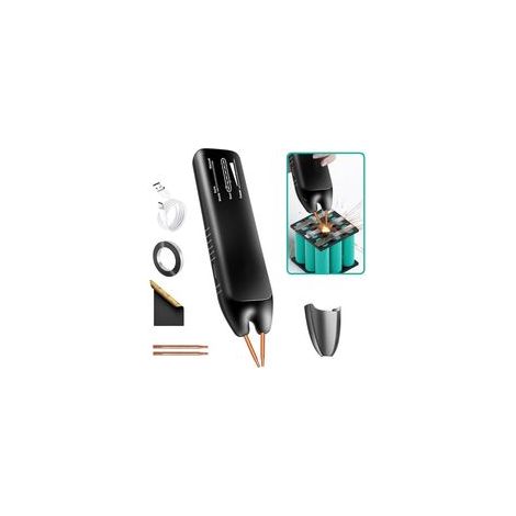 Appareil de soudage par points portable, 11 vitesses réglables, protection contre les courts-circuits, écran LED, pour le soudage par points professionnel, soudage par points à batterie, OUYLAF, noir (1/5)