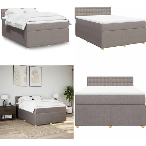 Sommier à lattes de lit avec matelas Taupe 140x190 cm Tissu - Matelas à ressorts ensachés - Sommier taupe (1/5)