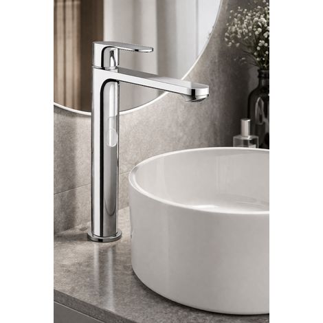 Miscelatore Alto Lavabo Rebris S Senza Piletta di Scarico Cromo (1/3)
