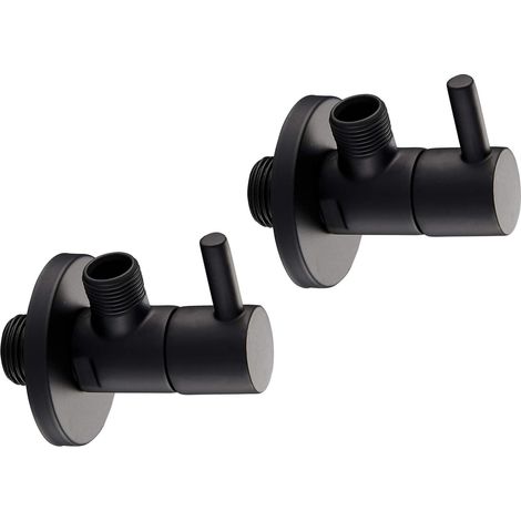 Coppia di rubinetti sottolavabo connessioni 1/2"x 3/8"G Piralla Rubinetterie CRSTNR12 Nero opaco