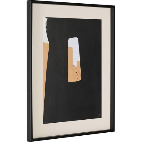 Toile encadrée abstraite peinte à la main - Noir blanc orange (1/4)