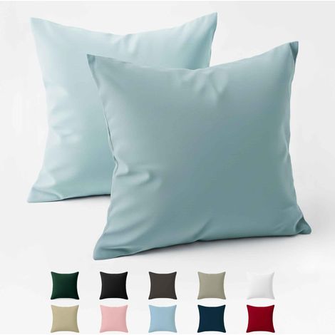 Taie Oreiller 65x65 Coton Renforcé Set de 2 Bleu Clair Tissage serré de 57 Fils/cm² Taie Oreiller 65 x 65 cm (1/5)