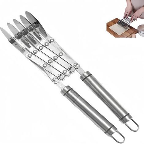 Tagliapasta a cinque ruote - Tagliapasta e spaghetti regolabile - Tagliapizza multifunzione con manico - Argento - 26,6 × 5 × 5 cm (1/5)